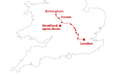 カヌー旅行の航路 - Knowle - Birmingham