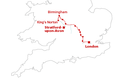 カヌー旅行の航路 - Knowle - Birmingham