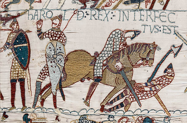 ノルマンディー軍の騎馬隊が英国を征服（バイユー・タペストリー）