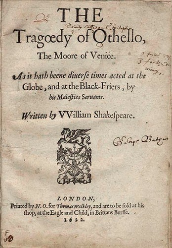 「オセロ」の第1ページ（1622年版）