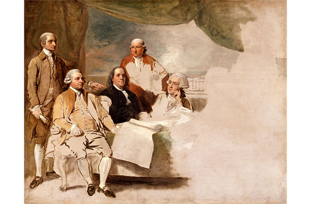 準備条約締結後、英国使節団がポーズを拒否したため未完成になった絵画「パリ条約」