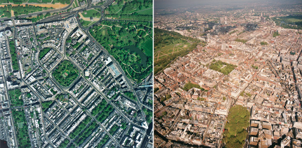 ロンドンの超高級住宅地、ベルグレイビアの航空写真