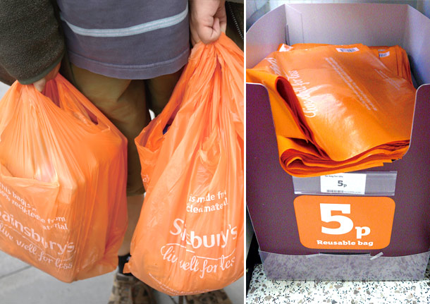 大手スーパーマーケットのセインズベリーズでも買い物袋の利用への課金を開始