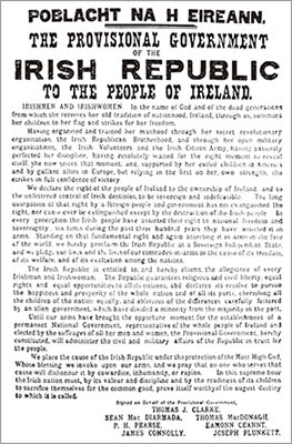 1916年に独立運動の急進派が出したアイルランド共和国宣言